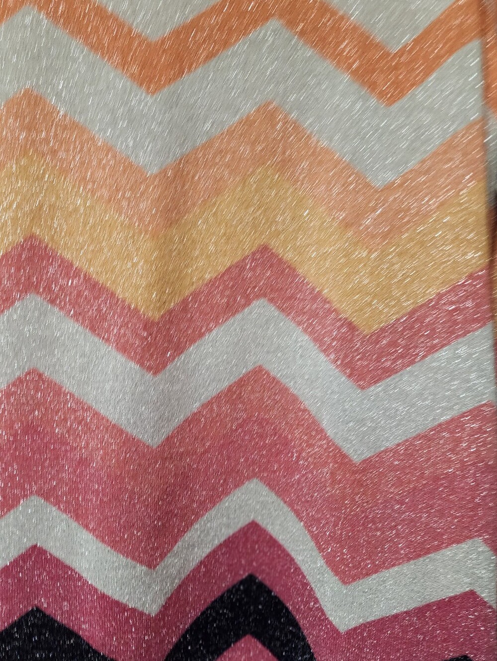 Susan Graver QVC XL Lurex Lightweight  Stretch Knit Sweater Chevron Coral Pink - Picture 3 of 10